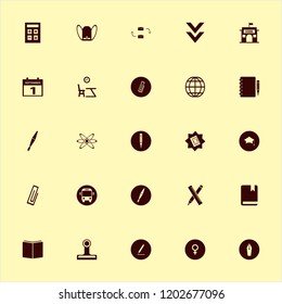 education icon. education vector icons set first september calendar, holy quran, atom and school