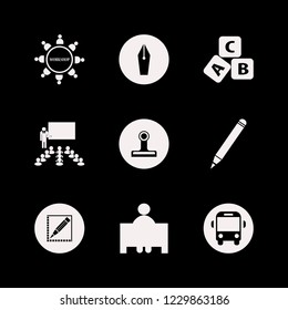 education icon. education vector icons set teacher, teacher in classroom, paper clip and pencil