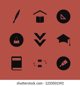 education icon. education vector icons set book, paper clip, ruler and fountain pen
