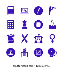 education icon. education vector icons set pencil, ask pupil, online teaching and school
