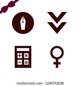 education icon. education vector icons set female gender symbol, down arrow, fountain pen and calculator