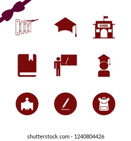 education icon. education vector icons set school, graduaded student, school book bag and book