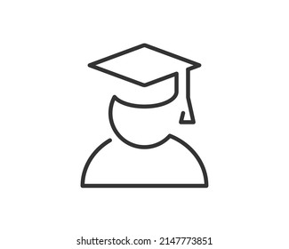 Education icon vector illustartion. College cap or graduate hat symbol. Student degree black and white sign.