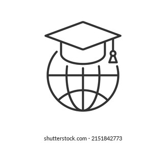 Education icon vector illustartion. College cap or graduate hat symbol. Student degree black and white sign.