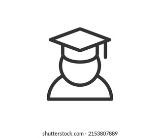 Education icon vector illustartion. College cap or graduate hat symbol. Student degree black and white sign.