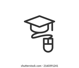 Education icon vector illustartion. College cap or graduate hat symbol. Student degree black and white sign.