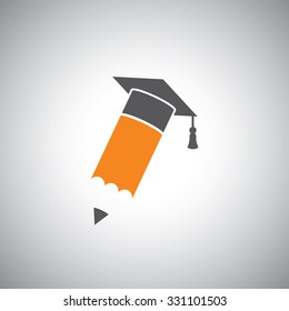 education icon. vector illustration graduation cap and pencil