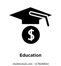 Education icon vector isolated on white background, logo concept of Education sign on transparent background, filled black symbol