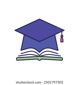 Education icon vector. learning illustration. degree hat
