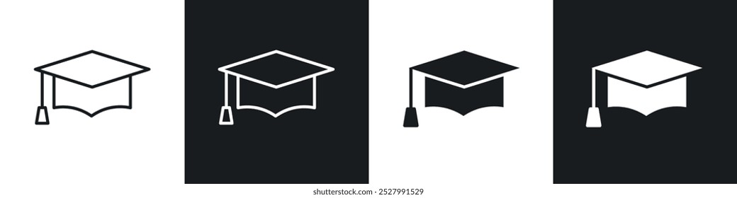 Ícone de educação ícone de vetor definir estilo preto preenchido e contornado.