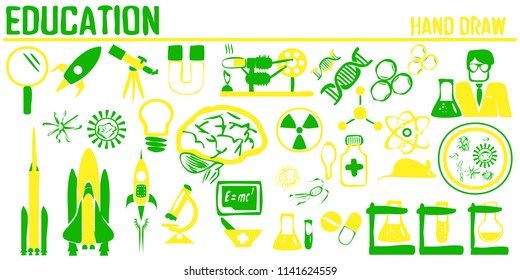 Education icon vector set. Hand drawn