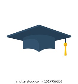 Education icon for web and graphic. Graduation cap. Academic cap flat icon. Vector illustration cartoon design. Isolated on white background. 