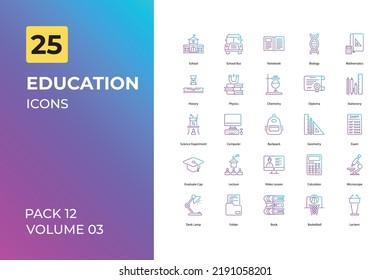 Education icons collection. Set contains such Icons as school, online education, and more