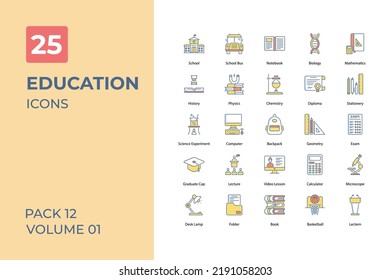 Education icons collection. Set contains such Icons as school, online education, and more