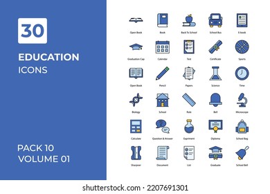 Education icons collection. Set vector line with elements for mobile concepts and web apps. Collection modern icons.