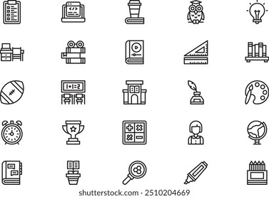 Education icons collection is a vector illustration with editable stroke.