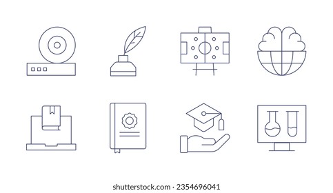 Education icons. Editable stroke. Containing friction, write, formation, world, elearning, thesis, education, test tube.