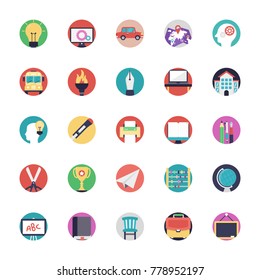 Education Icons In Flat Design