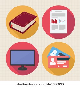 education icons with flat design concept