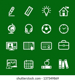 Education Icons with Green Background
