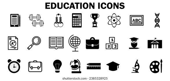 education icons. Education icon set, outline style.
