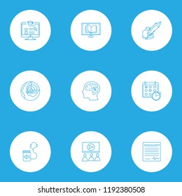 Education icons line style set with webinar, online course, online reading and other inkwell elements. Isolated vector illustration education icons.