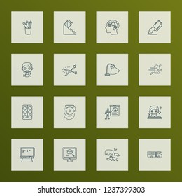 Education icons line style set with presentation, school bus, pencil and other autobus elements. Isolated vector illustration education icons.