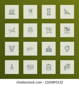 Education icons line style set with graduation cap, music, presentation and other divider elements. Isolated vector illustration education icons.