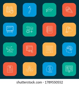 Education icons line style set with notepad, ruler, blackboard and other recycle elements. Isolated vector illustration education icons.