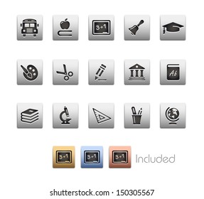 Education Icons // Metallic Series - It includes 4 color versions for each icon in different layers. 