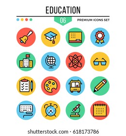Education icons. Modern thin line icons set. Premium quality. Outline symbols, graphic elements, learning concepts, flat line icons for web design, mobile apps, ui, infographics. Vector illustration