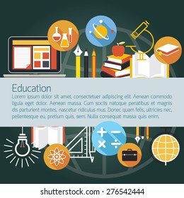 Education Icons Objects Layout with Copy Space, Learning and Study