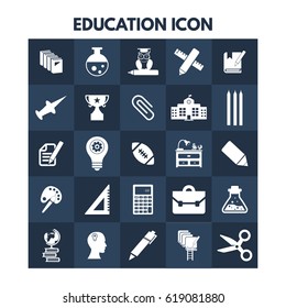 Education Icons on blue boxes