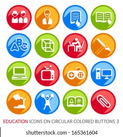 Education Icons on Circular Colored Buttons 3.