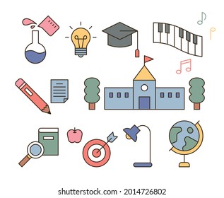 Education icons. outline simple vector illustration.