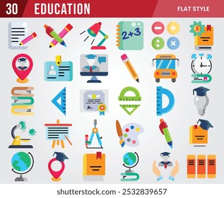 Education icons pack illustration vector design, various collection bundle of school symbols or signs illustration design