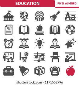 Education Icons. Professional, pixel perfect icons, EPS 10 format.