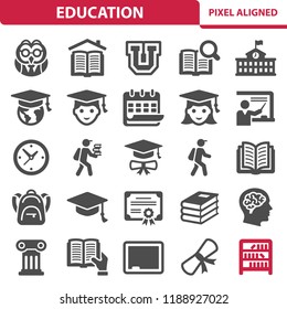 Education Icons. Professional, pixel perfect icons, EPS 10 format.