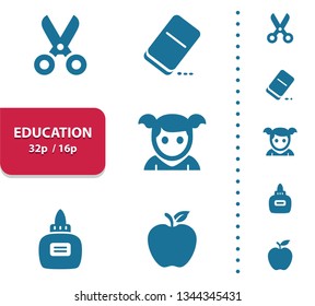 Education Icons. Professional, pixel perfect icons, EPS 10 format, optimized for 32p and 16p (4x magnification for preview).