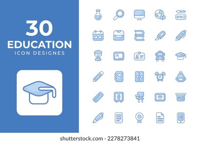 Education icons Related Objects and Elements. Vector Illustration Collection. creative Icons Set. stock illustration	