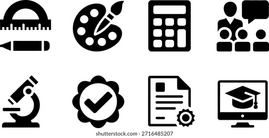 Education icons representing various learning aspects