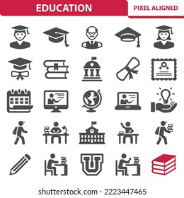 Education Icons. School, college vector icon set. Professional, pixel perfect icons, EPS 10 format.