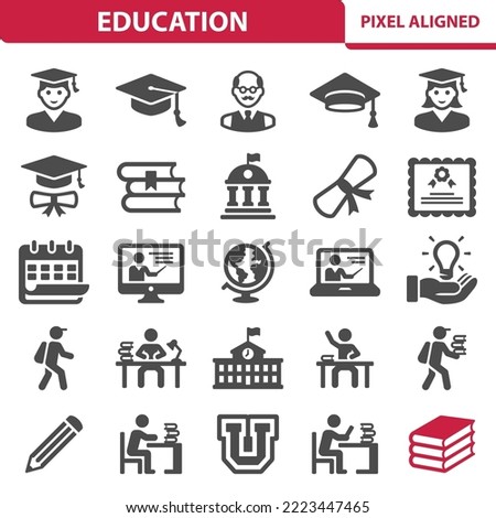 Education Icons. School, college vector icon set. Professional, pixel perfect icons, EPS 10 format.