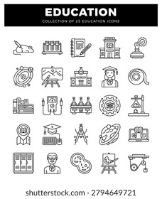 Education icons science. learning. school symbols. vector art