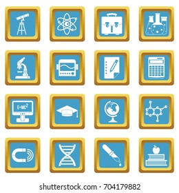 Education icons set in azur color isolated vector illustration for web and any design