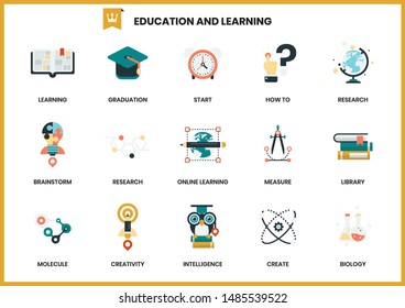 education icons set for business, marketing, management