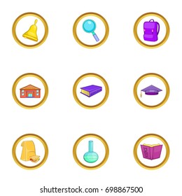 Education icons set. Cartoon illustration of 9 education vector icons for web design