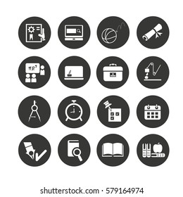 education icons set in circle button style
