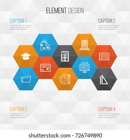 Education Icons Set. Collection Of Document Case, Academy, Graduation And Other Elements. Also Includes Symbols Such As Hat, File, Certificate.