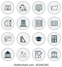 Education Icons Set. Collection Of E-Study, Education Center, College And Other Elements. Also Includes Symbols Such As File, Education, Tools.
